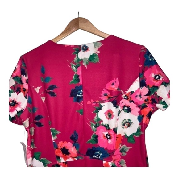 NWT ELIZA J Pink Floral Short Sleeve Fit and Flare Mini Dress Size 6 Cocktail - Picture 6 of 9